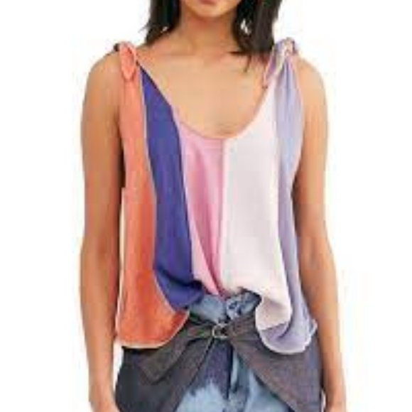 Free People Tops - Free People Women's Carousel Stripe Tank Top Candy Cloud Medium NWT